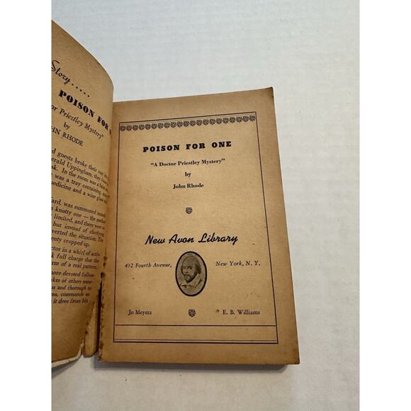 Poison for One John Rhode Avon Book 1943 PB 1st edition Dr Priestley Mystery VTG - Picture 6 of 7